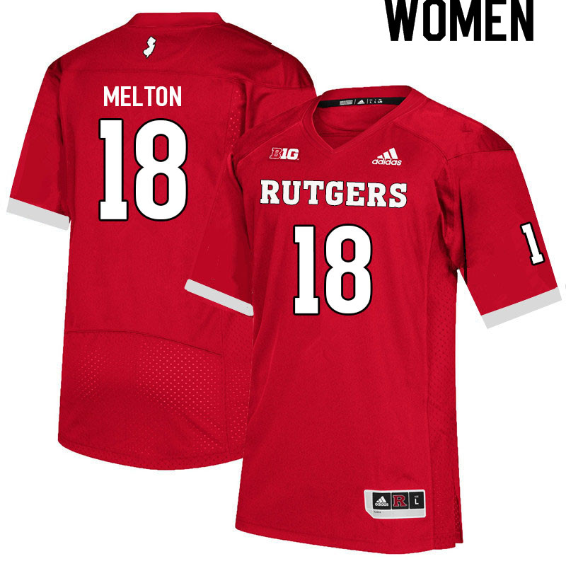 Women #18 Bo Melton Rutgers Scarlet Knights College Football Jerseys Sale-Scarlet